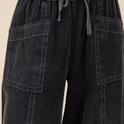 Mittoshop Mineral Wash Wide Leg Elastic Waist Twill Pants - Image 2