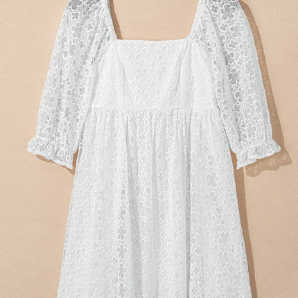 Lace Puff Sleeve Empire Waist Mini Dress - Image 7