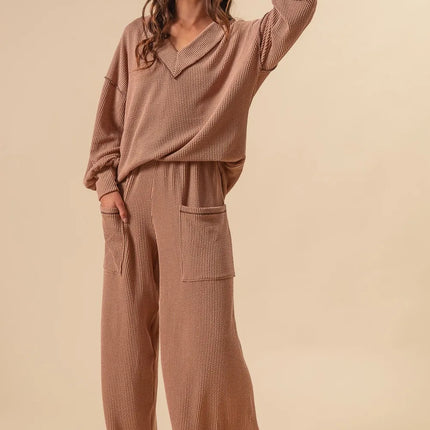 BiBi 2tone Cord Rib Waist Band Side Pocket Pants - Image 6