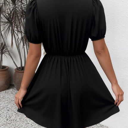 Tie Front Puff Sleeve Mini Dress - Image 6