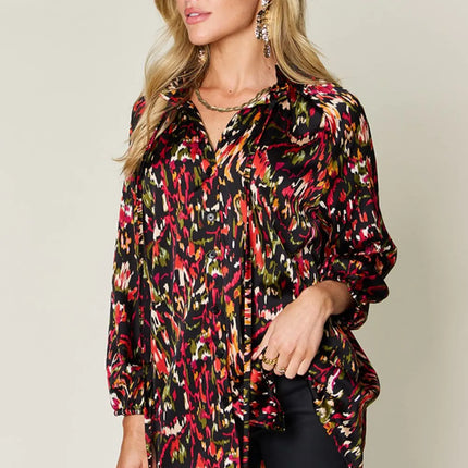 Double Take Full Size Printed Button Up Long Sleeve Shirt - Image 11