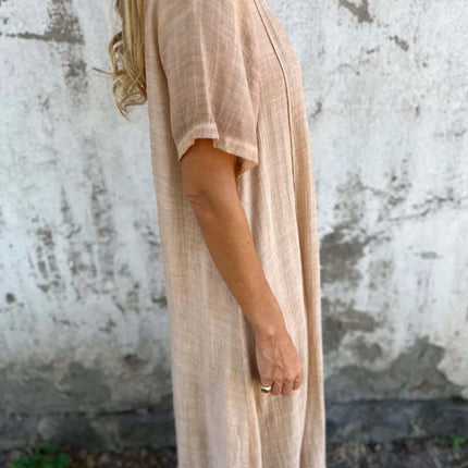 Full Size V-Neck Short Sleeve Midi Dress Plus Size - Image 17