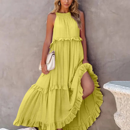 Ruffled Sleeveless Tiered Maxi Dress with Pockets - Image 6