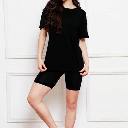 Round Neck Short Sleeve T-Shirt and Shorts Set - Image 2