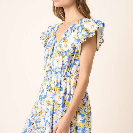 Mittoshop Floral V-Neck Cap Sleeve Mini Dress - Image 4