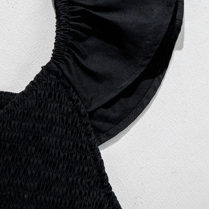 V Neck Ruffled Cap Sleeve Smocked Maxi Dress - Image 6