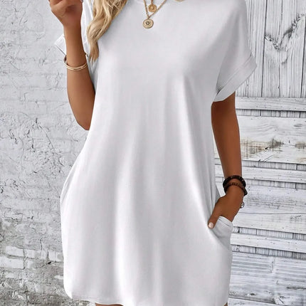 Round Neck Short Sleeve Mini Dress - Image 24