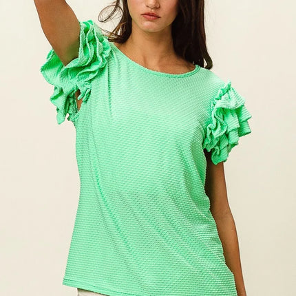 BiBi Birdseye Texture Layered Ruffle Top - Image 11