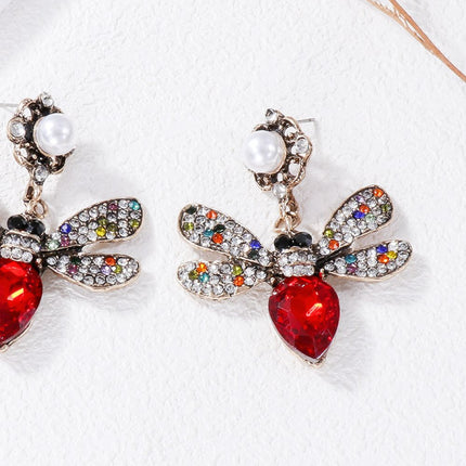 Natural Stone Bee Dangle Earrings - Image 4