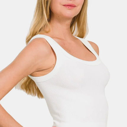 Zenana Ribbed Round Neck Cropped Tank - Image 3