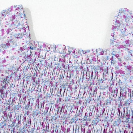 Tiered Floral Shirred High Waist Maxi Dress - Image 9