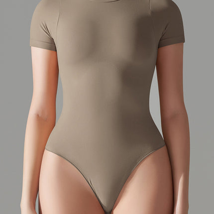 Round Neck Short Sleeve Active Bodysuit - Image 19