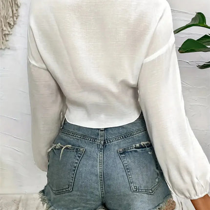 Tied V-Neck Cropped Cover-Up - Image 5