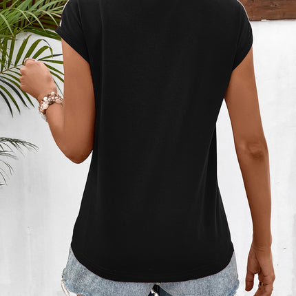 Ivy Lane Spliced Lace V-Neck Twisted Hem Tee - Image 15