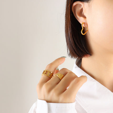 Titanium Steel Geometric Huggie Earrings - Image 8