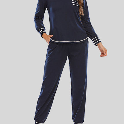 Round Neck Top and Pants Lounge Set - Image 4