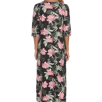 Printed Slit Night Dress with Pockets - Image 6