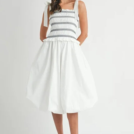 MABLE Smocked Bodice Bubble Midi Dress - Image 2