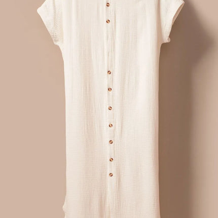 Button Down Short Sleeve Midi Shirt Dress - Image 18