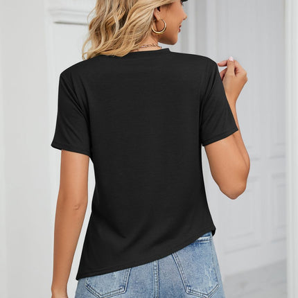 Ruched Hem Detail Crewneck T-Shirt - Image 9