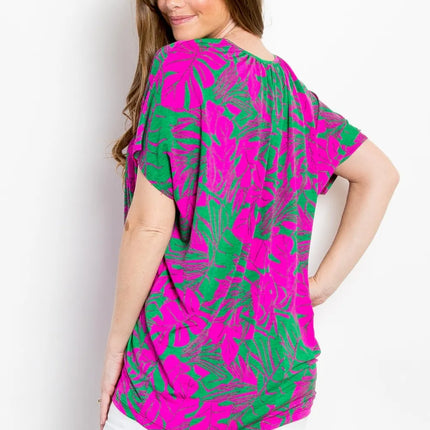 Be Stage Contrast Printed Short Sleeve Top - Image 2