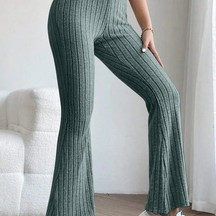 Basic Bae Full Size Ribbed High Waist Flare Pants - Image 19
