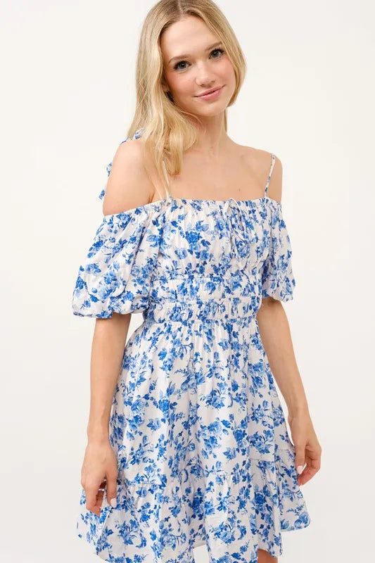 Off Shoulder Bubble Sleeve Dress