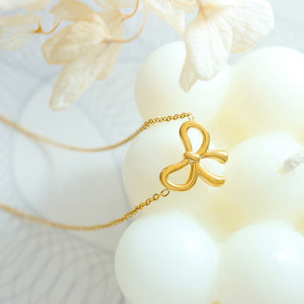 Titanium Steel Bow Pendant Necklace - Image 4