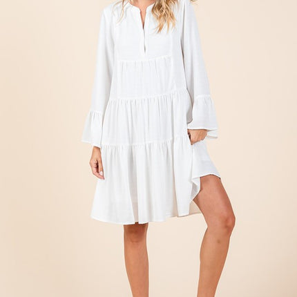 Mittoshop Tiered Notched Flare Sleeve Dress - Image 5