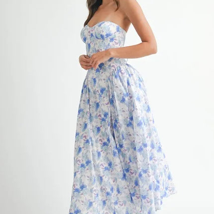 MABLE Sweetheart Neckline Floral Printed Midi Dress - Image 4