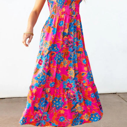 Boho Floral V Neck Ruffle Tiered Dress - Image 4