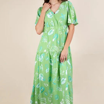 VERY J Printed V-Neck Resort Midi Dress - Image 2