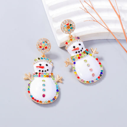 Alloy Rhinestone Snowman Earrings - Image 3