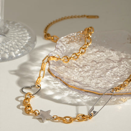 Stainless Steel Star Heart Necklace - Image 1