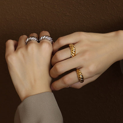 Ribbed Titanium Steel Ring - Image 1