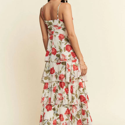 Davi & Dani Contrast Ring Lace Layered Ruffle Maxi Cami Dress - Image 6