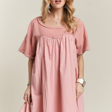 ADORA Round Neck Half Sleeve Babydoll Dress - Image 3