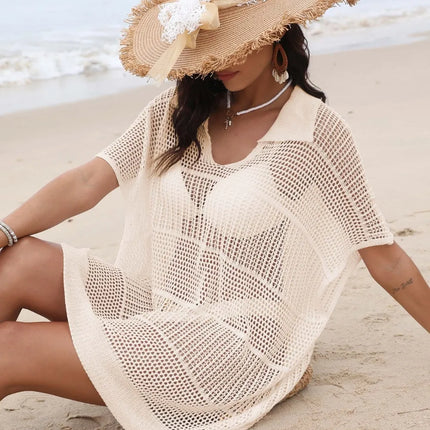 Hollow Out Collared Neck Cover-Up - Image 6