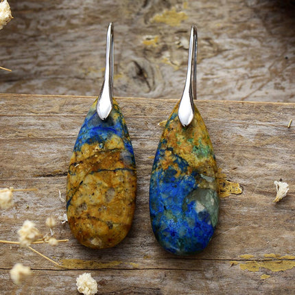 Teardrop Shape Natural Stone Dangle Earrings - Image 8