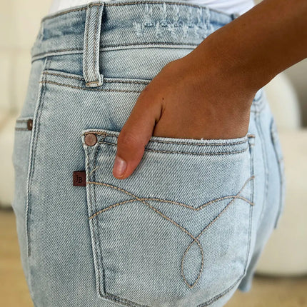 Judy Blue Full Size High Waist Distressed Straight Jeans - Image 8