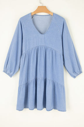 V-Neck Tiered Ruffled Hem Mini Dress - Image 5
