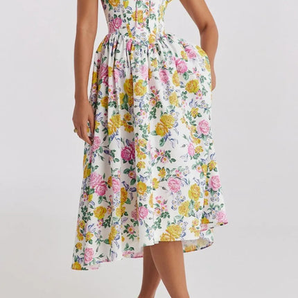Floral V-Neck Sleeveless Midi Dress with Pockets - Image 2