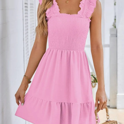 Smocked Square Neck Wide Strap Dress - Image 20