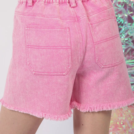 VERY J  Washed Raw Hem Denim Shorts - Image 2