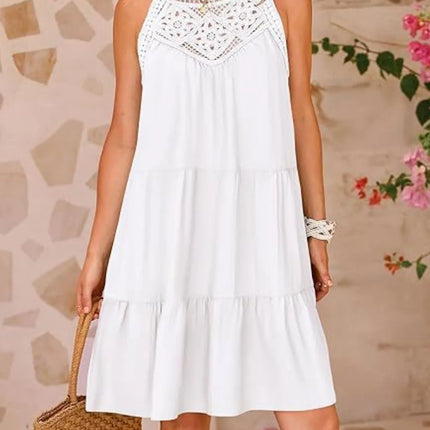 Ruffled Hem Lace Sleeveless Dress - Image 1