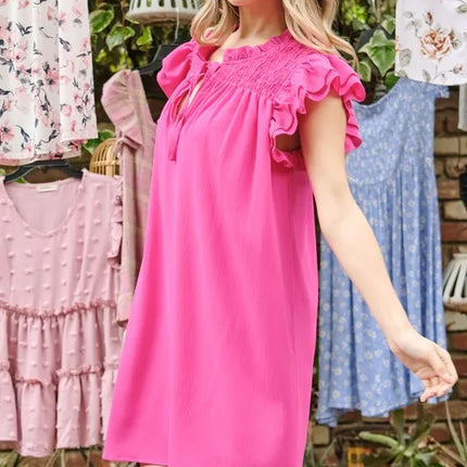 And The Why Ruffle Shoulder Smocked Detailed Dress - Image 5