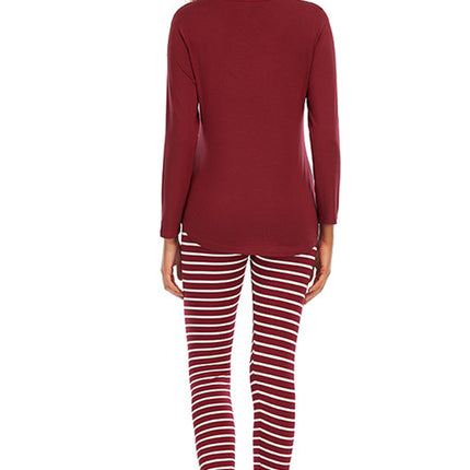 Graphic Round Neck Top and Striped Pants Set - Image 6