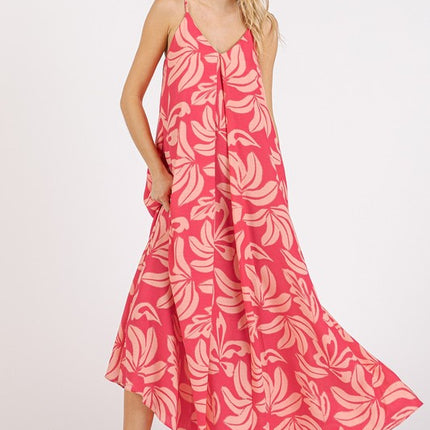 Mittoshop Printed V-Neck Maxi Cami Dress with Pockets - Image 1