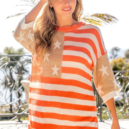 BiBi American Flag Round Neck Knit Top - Image 4