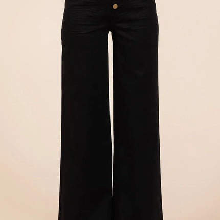 Mittoshop Twill High Waisted Button Fly Wide Leg Pants - Image 1